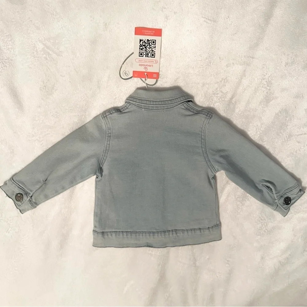 Limonada Girls Embroidered Denim Jean Jacket Baby 9M Safari Animals Flower NWT